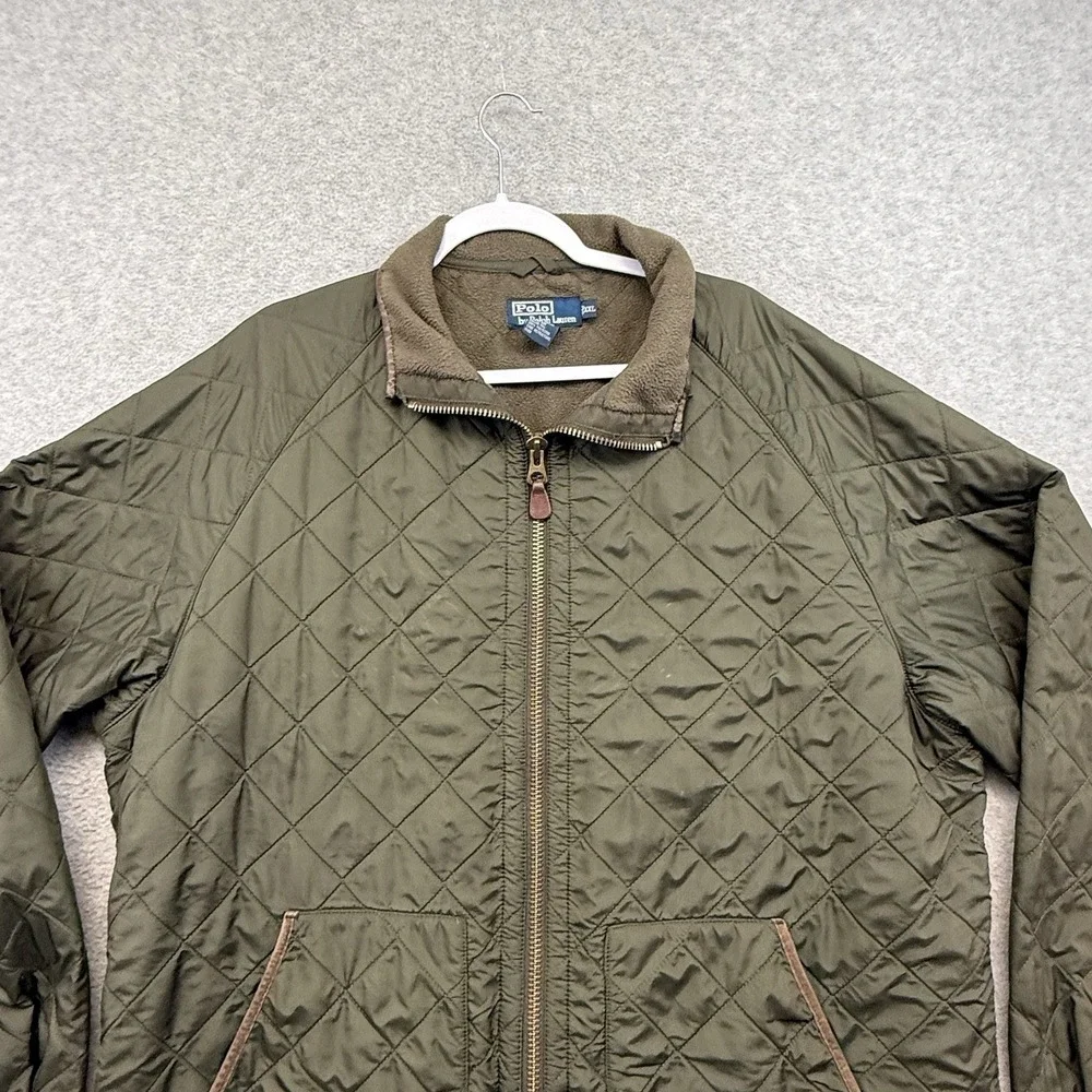 Vintage Polo Ralph Lauren Olive Green Quilted Field Jacket Corduroy Trim Men XXL